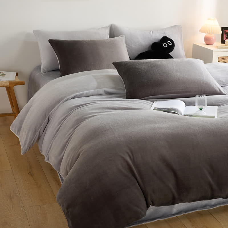 Ownkoti Gradient Plush Warm Bedding Set(4PCS) - Gray - King - image 7