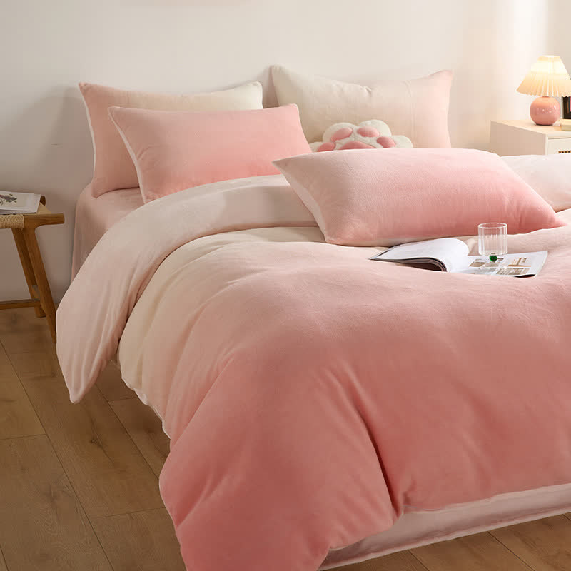 Ownkoti Gradient Plush Warm Bedding Set(4PCS) - Pink - King - image 5
