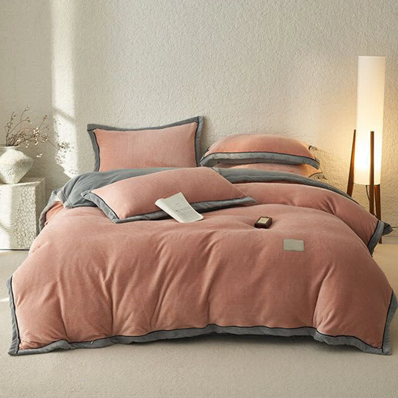 Ownkoti Waffle Textured  Reversible Plush Bedding Set(4PCS) - image 1