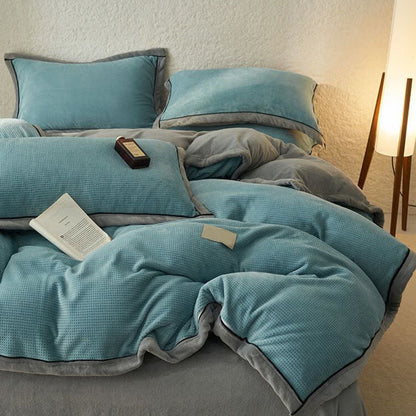 Ownkoti Waffle Textured  Reversible Plush Bedding Set(4PCS) - image 4