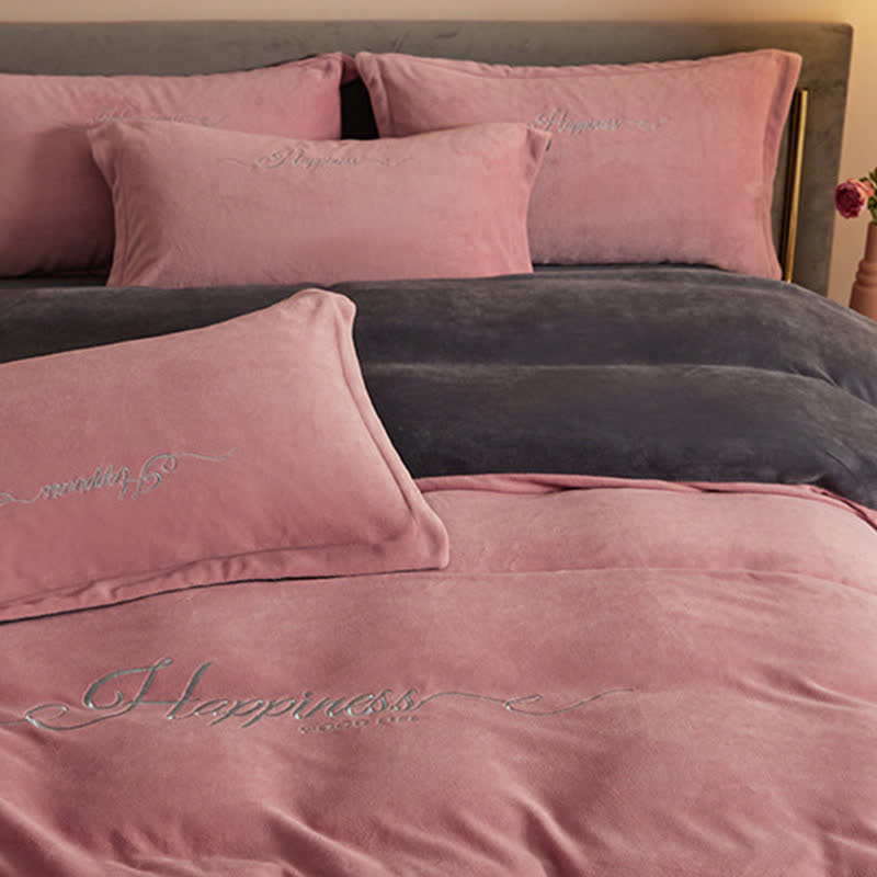 Ownkoti Happiness Embroidered Plush Bedding Set(4PCS) - image 24