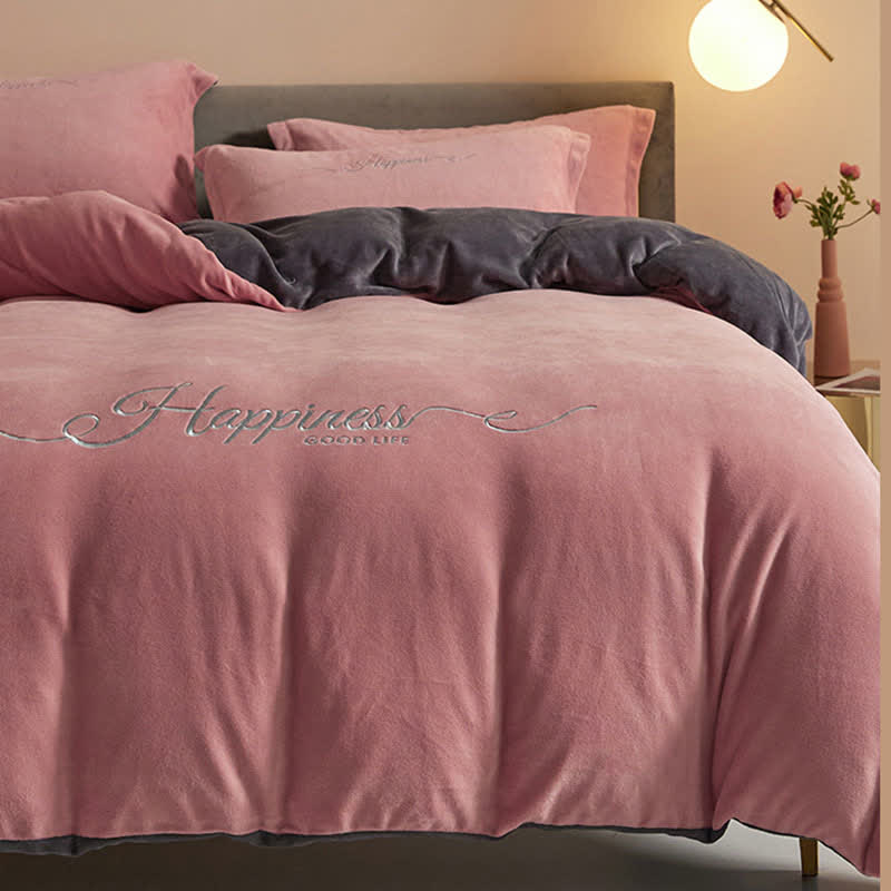 Ownkoti Happiness Embroidered Plush Bedding Set(4PCS) - image 23