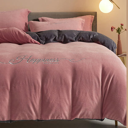 Ownkoti Happiness Embroidered Plush Bedding Set(4PCS) - image 23