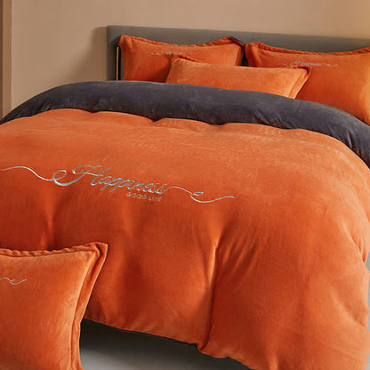 Ownkoti Happiness Embroidered Plush Bedding Set(4PCS) - image 3
