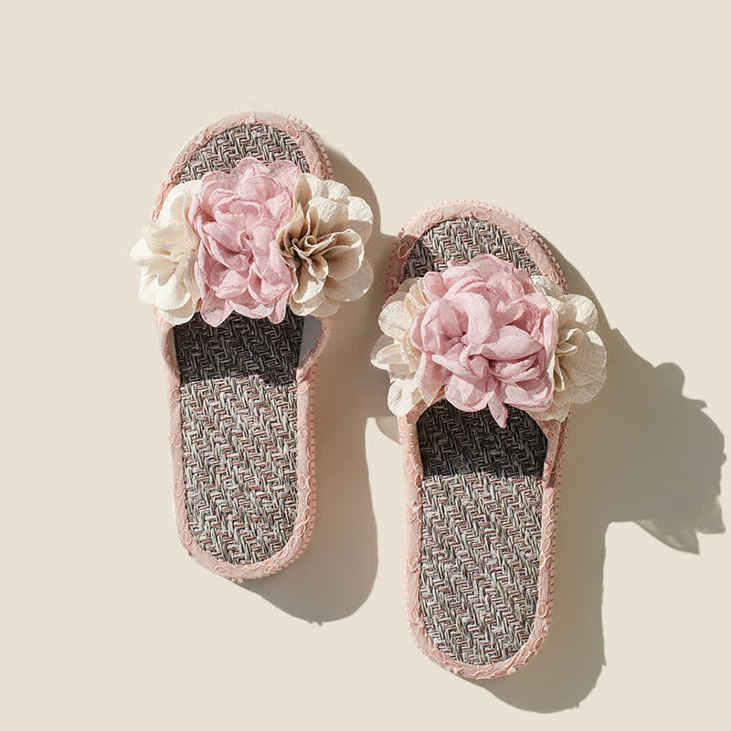 Ownkoti Chiffon Floral Linen House Slippers - image 3