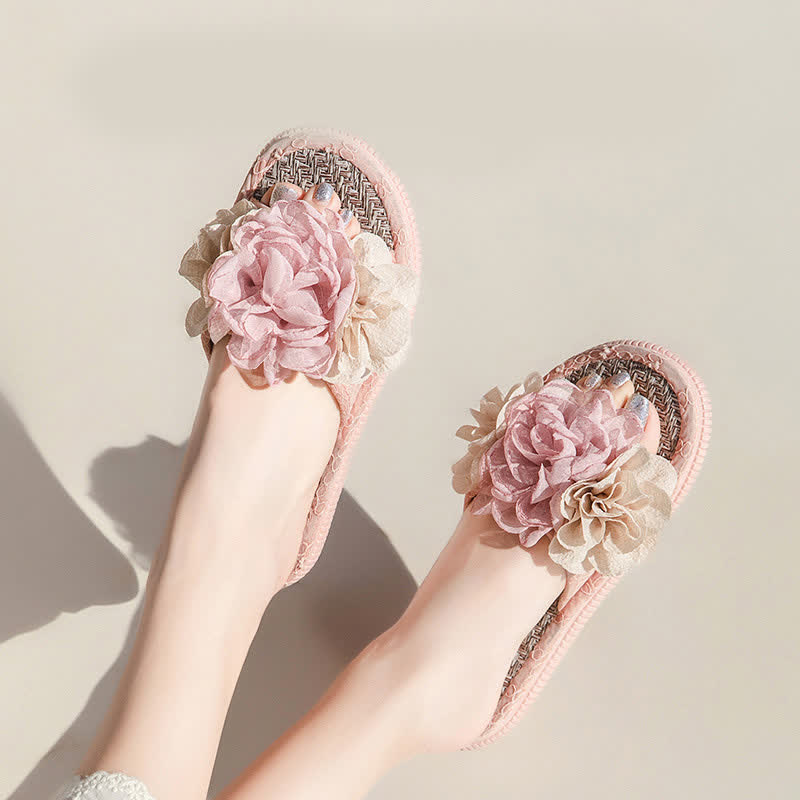 Ownkoti Chiffon Floral Linen House Slippers - image 2
