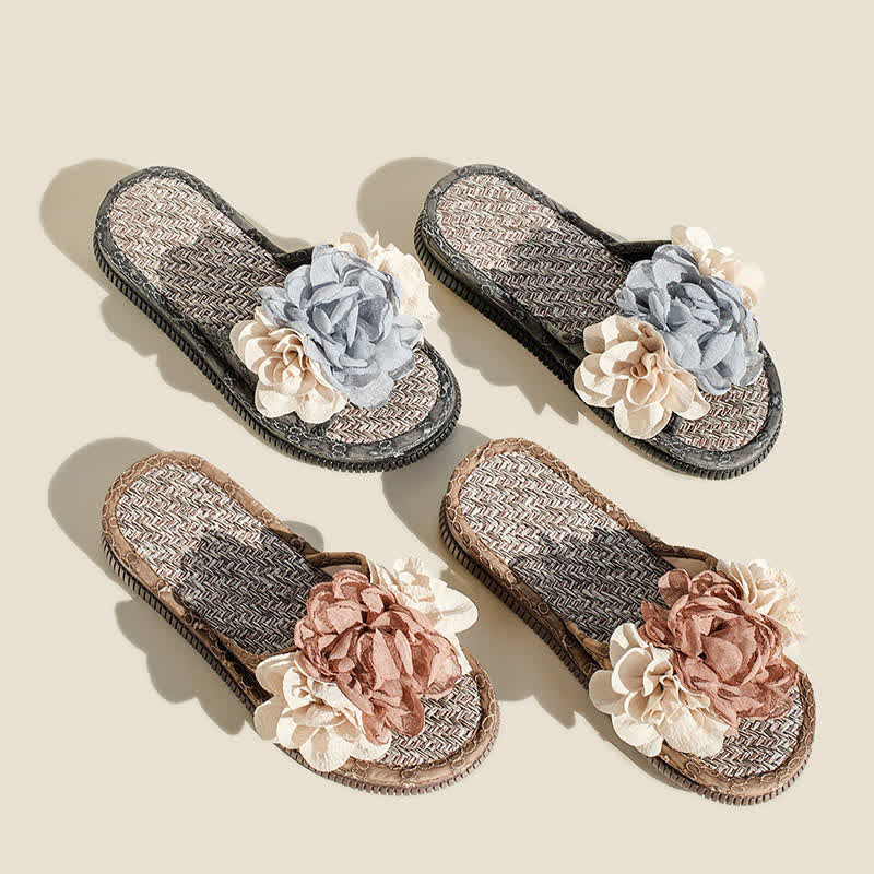 Ownkoti Chiffon Floral Linen House Slippers - image 1