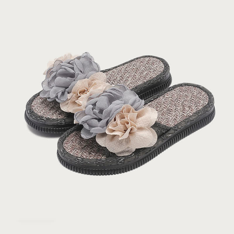 Ownkoti Chiffon Floral Linen House Slippers - Blue - 2XL - image 8