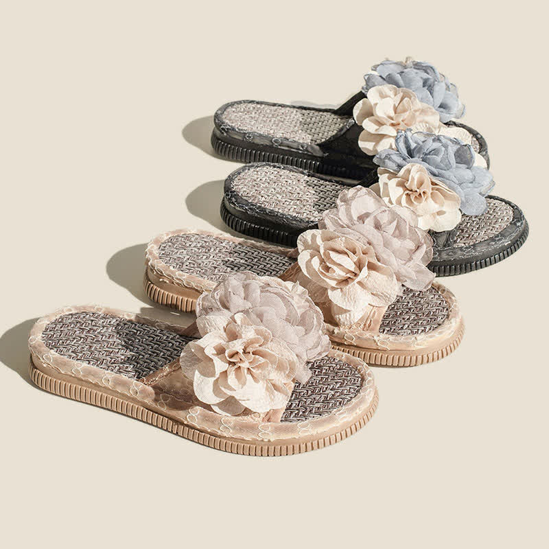 Ownkoti Chiffon Floral Linen House Slippers - image 0