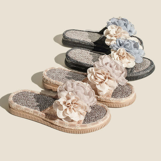 Ownkoti Chiffon Floral Linen House Slippers - image 0