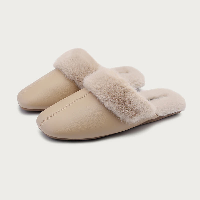 Ownkoti Simple Solid Plush House Slippers - Apricot - L - image 4