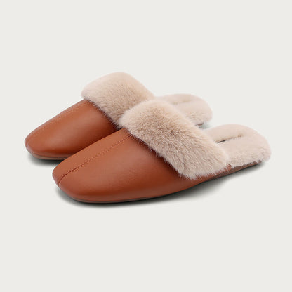 Ownkoti Simple Solid Plush House Slippers - Caramel - L - image 7