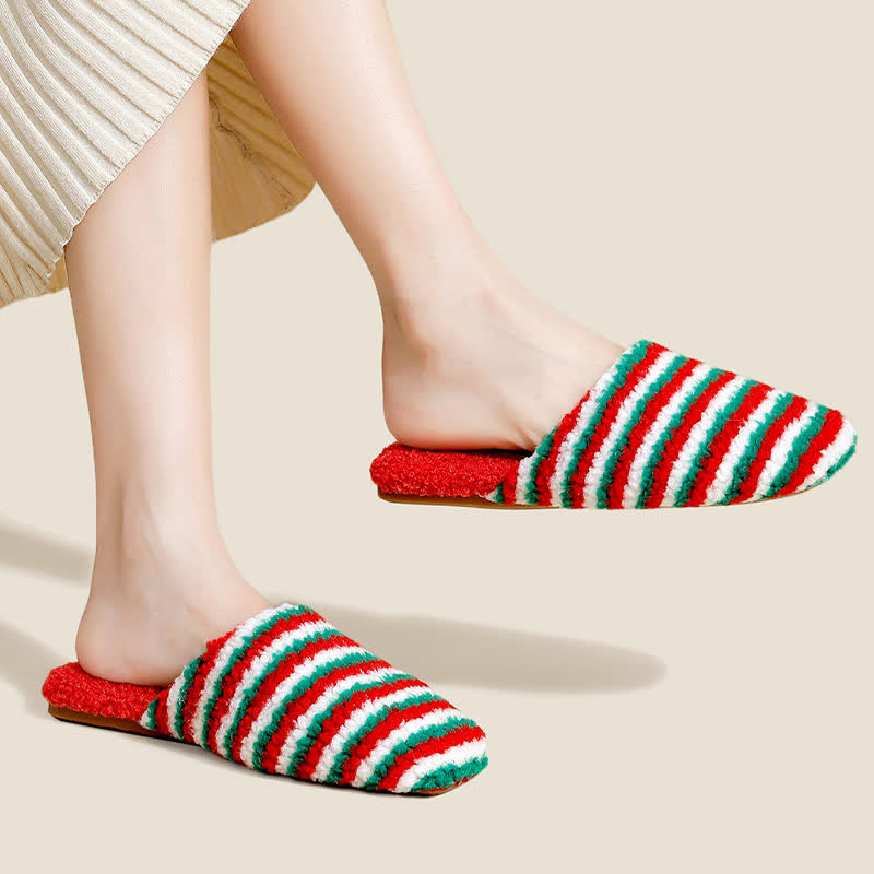 Ownkoti Striped Plush Warm House Slippers - image 0