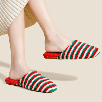 Ownkoti Striped Plush Warm House Slippers - image 0