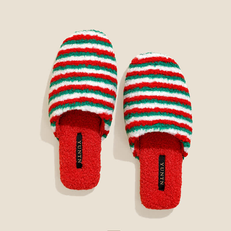 Ownkoti Striped Plush Warm House Slippers - image 2