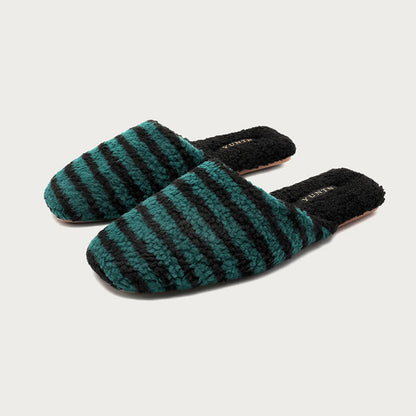 Ownkoti Striped Plush Warm House Slippers - Green&Black - 2XL - image 9