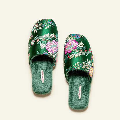 Ownkoti Retro Floral Embroidered Plush House Slippers - image 5