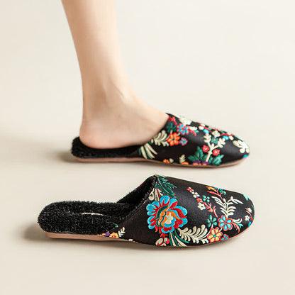 Ownkoti Retro Floral Embroidered Plush House Slippers - image 8
