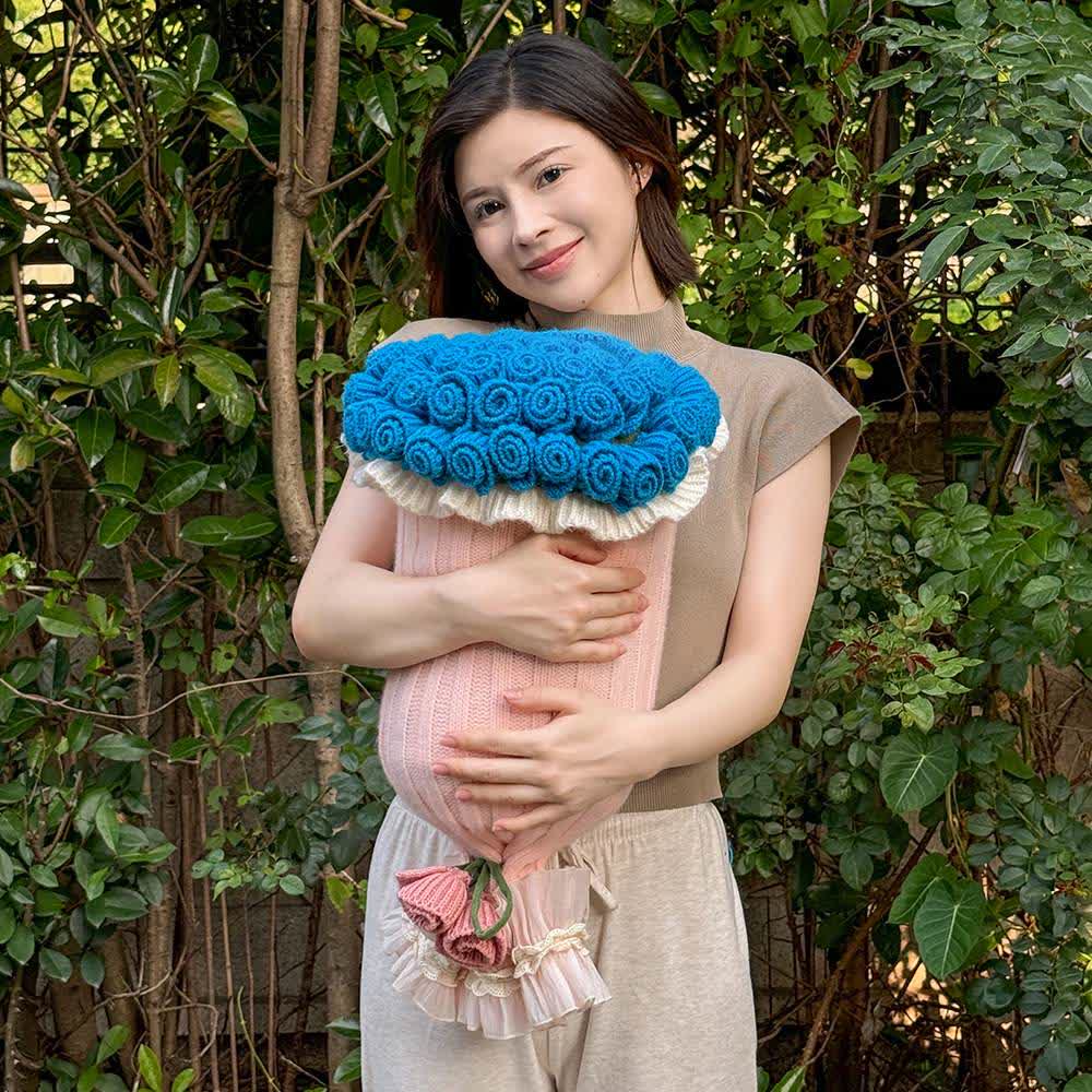 Ownkoti Rose Bouquet Pillow Blanket 2-in-1 - Blue - Flower 8"W x 23"L + Blanket 47"W x 63"L - image 8