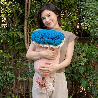 Ownkoti Rose Bouquet Pillow Blanket 2-in-1 - Blue - Flower 8"W x 23"L + Blanket 47"W x 63"L - image 8