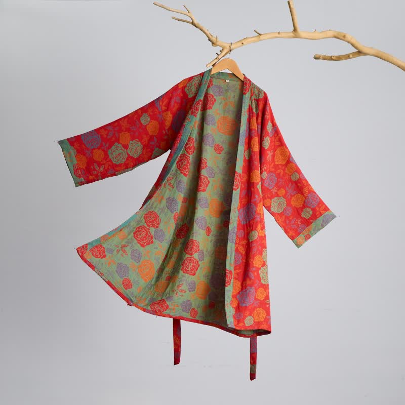 Ownkoti Romantic Rose Cotton Gauze Kimono Robe - image 2
