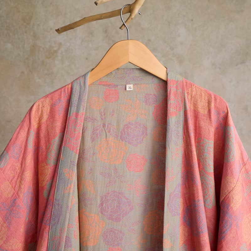 Ownkoti Romantic Rose Cotton Gauze Kimono Robe - image 11
