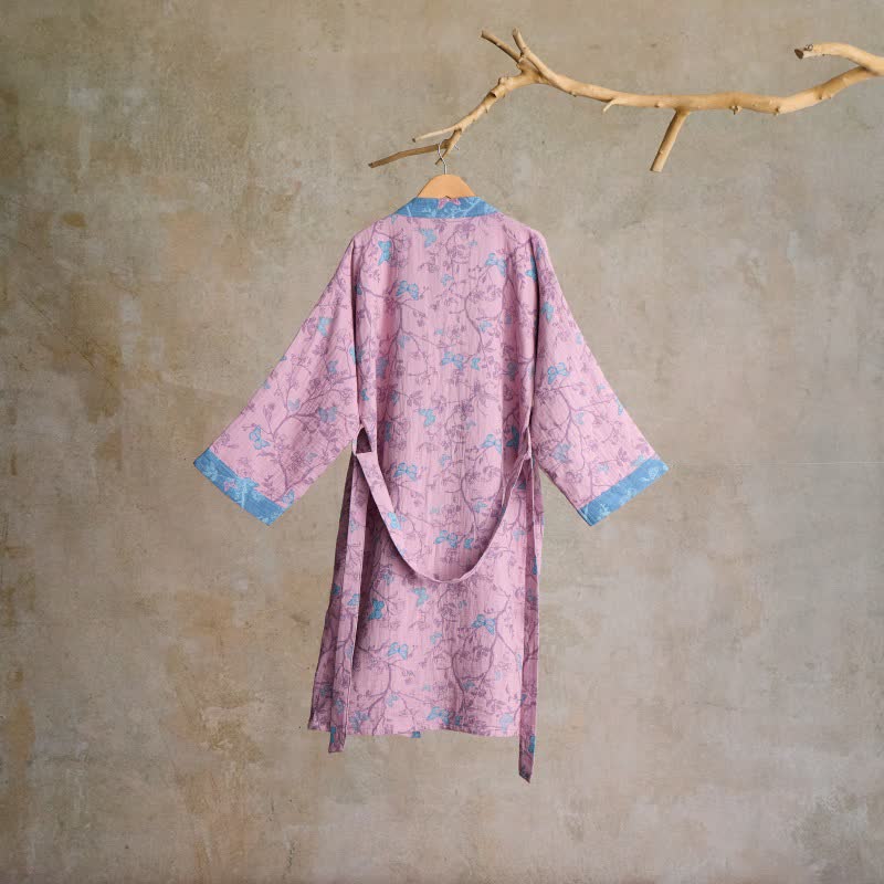 Ownkoti Elegant Floral Butterfly Cotton Gauze Kimono Robe - image 8