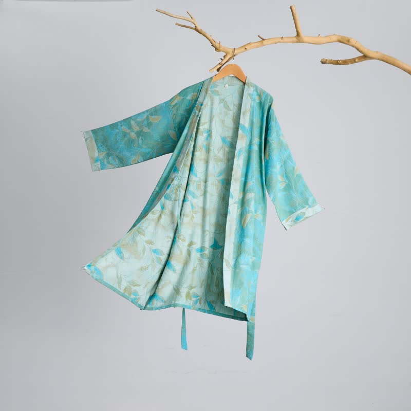 Ownkoti Natural Leaf Cotton Gauze Kimono Robe - image 3