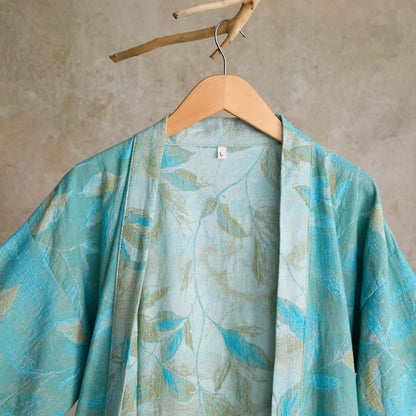 Ownkoti Natural Leaf Cotton Gauze Kimono Robe - image 4