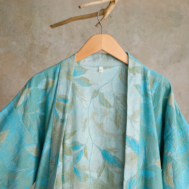 Ownkoti Natural Leaf Cotton Gauze Kimono Robe - image 4