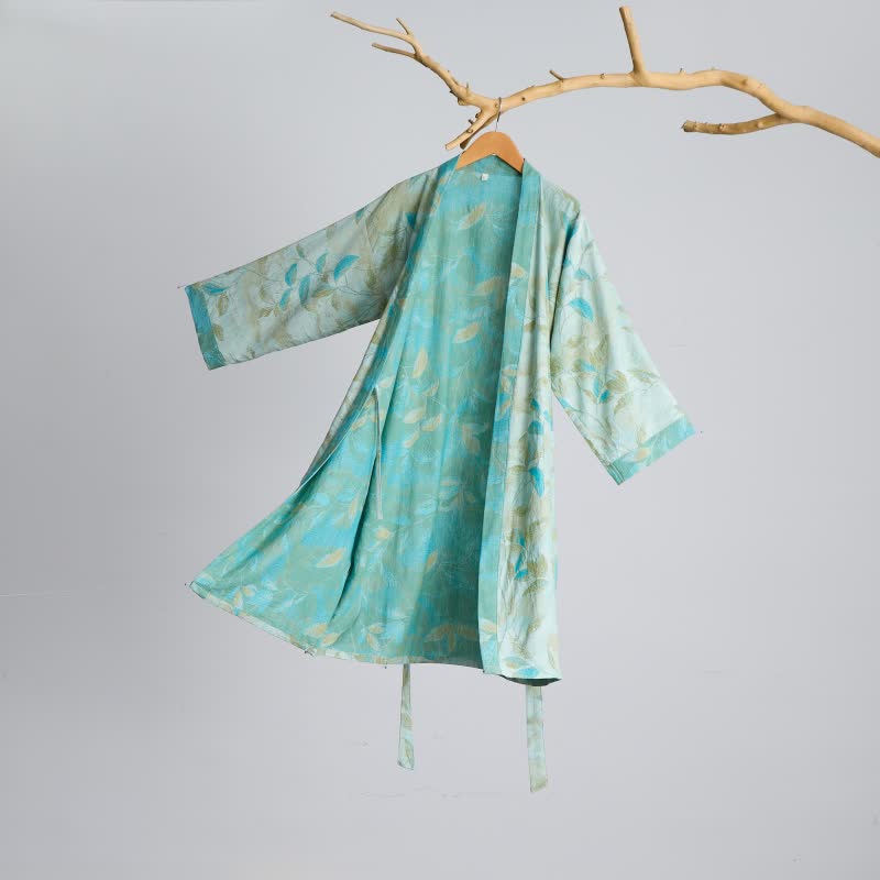 Ownkoti Natural Leaf Cotton Gauze Kimono Robe - image 9
