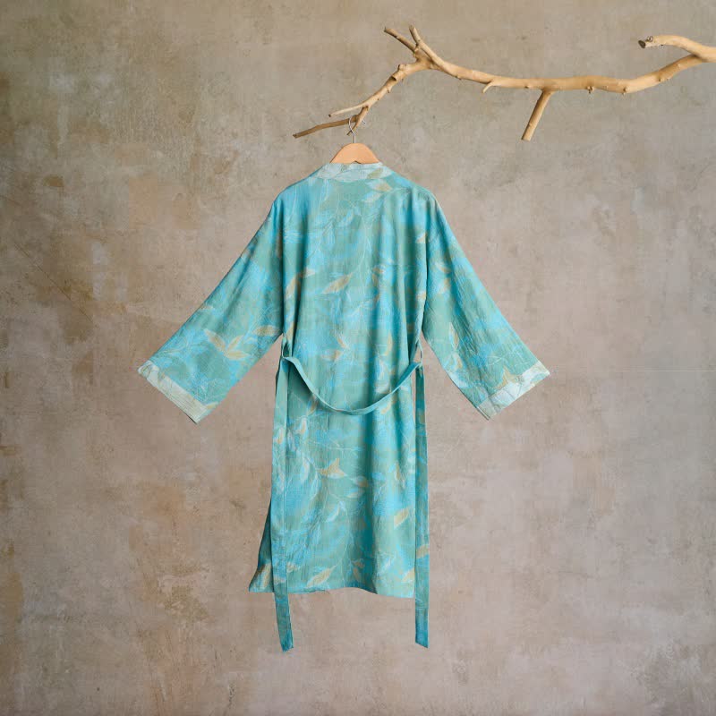 Ownkoti Natural Leaf Cotton Gauze Kimono Robe - image 2