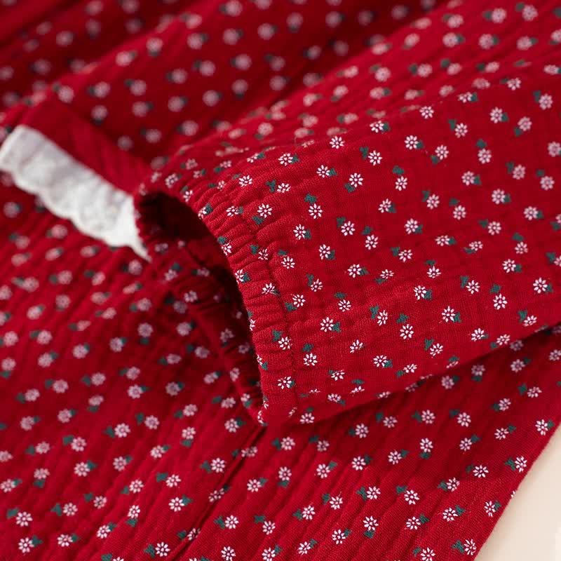 Ownkoti Red Floral Pure Cotton Pajama Set - image 5