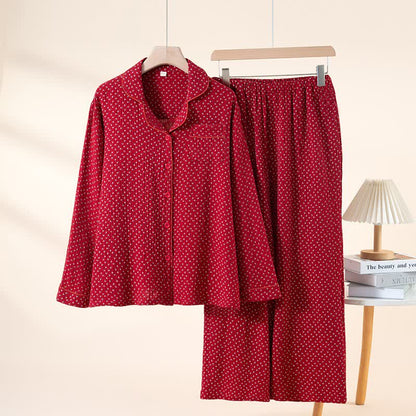 Ownkoti Red Floral Pure Cotton Pajama Set - Red - Lapel Neck - XXL - image 13