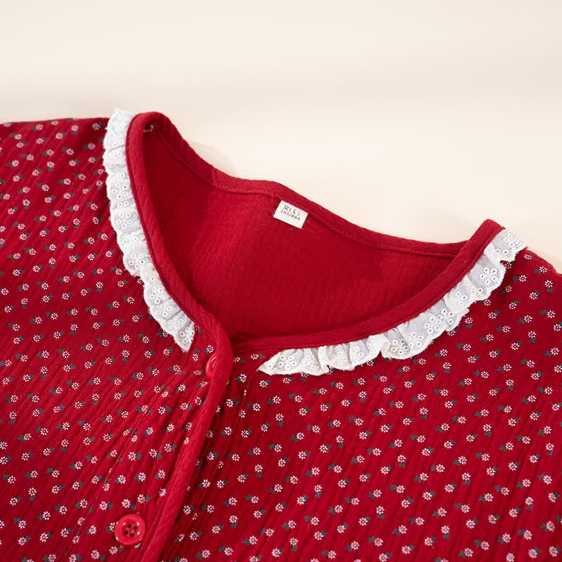 Ownkoti Red Floral Pure Cotton Pajama Set - image 4