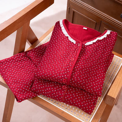 Ownkoti Red Floral Pure Cotton Pajama Set - image 1