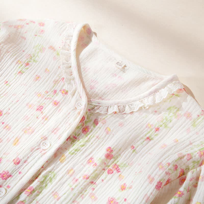 Ownkoti Elegant Begonia Cotton Gauze Pajama Set - image 2