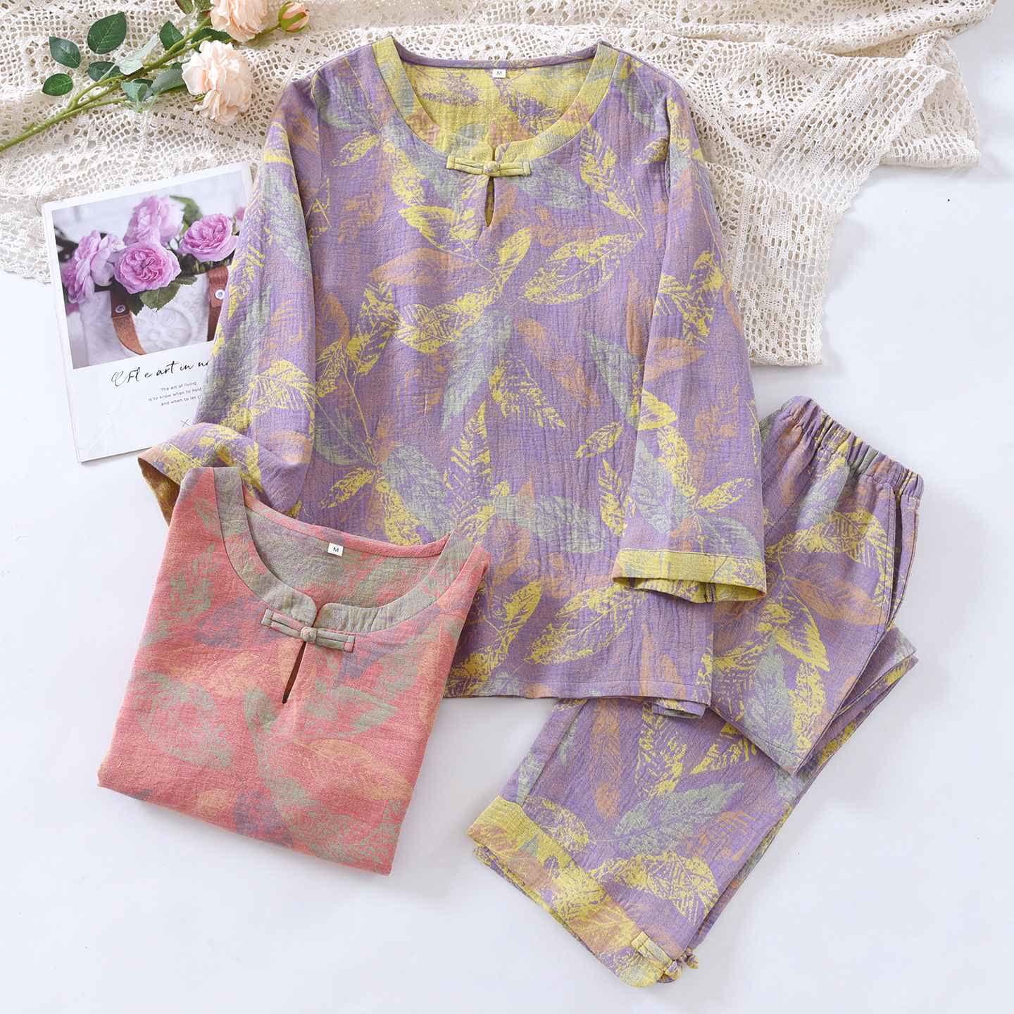 Ownkoti Oriental Style Leaf Pure Cotton Pajama Set - image 0