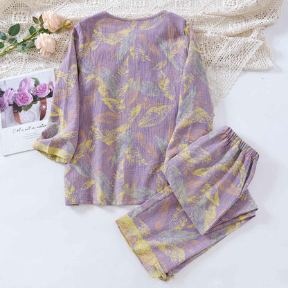Ownkoti Oriental Style Leaf Pure Cotton Pajama Set - image 3