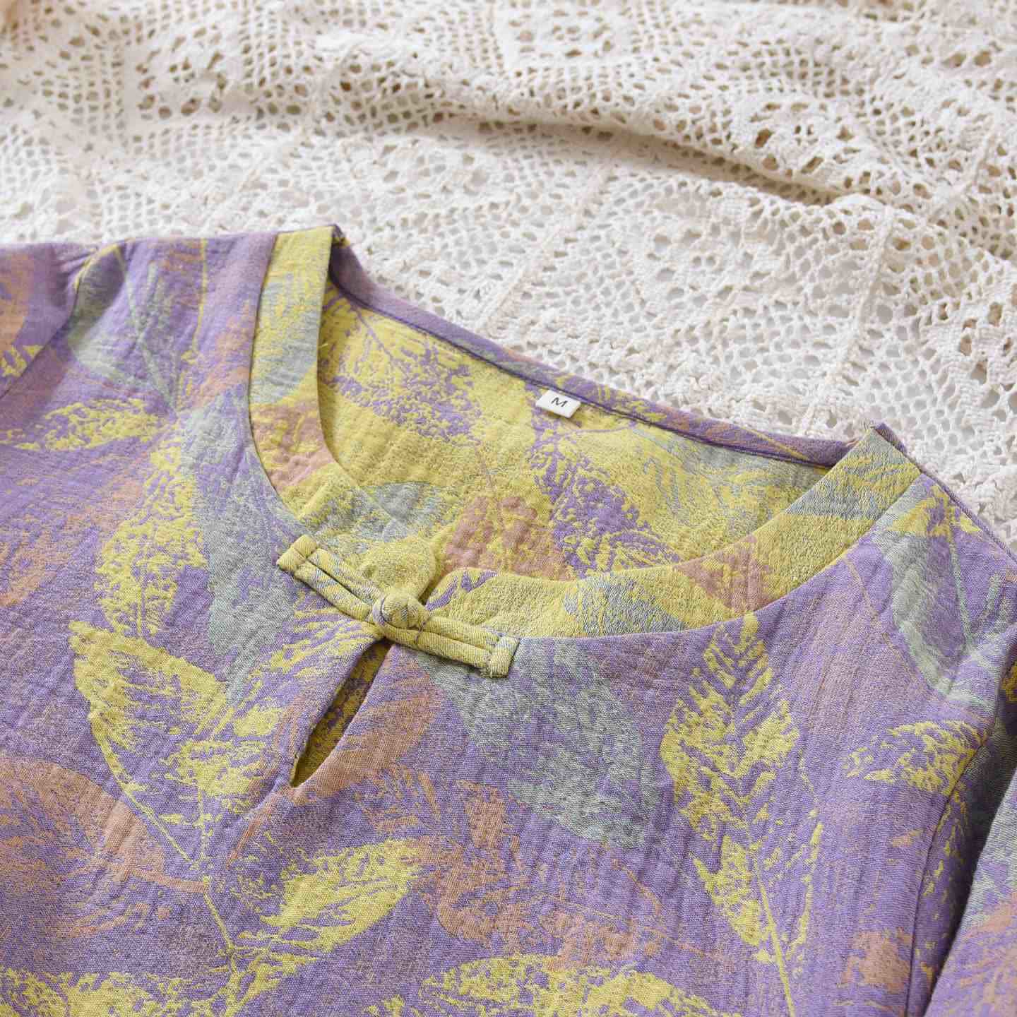 Ownkoti Oriental Style Leaf Pure Cotton Pajama Set - image 4