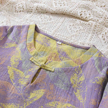 Ownkoti Oriental Style Leaf Pure Cotton Pajama Set - image 4