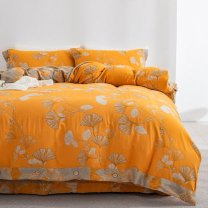 Ownkoti Button Ginkgo Leaf Cotton Gauze Bedding Set (4PCS) - image 31
