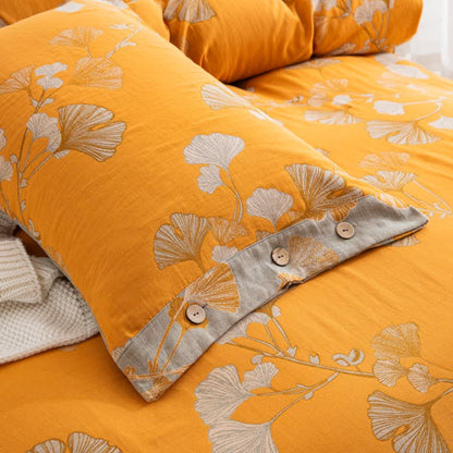 Ownkoti Button Ginkgo Leaf Cotton Gauze Bedding Set (4PCS) - image 34