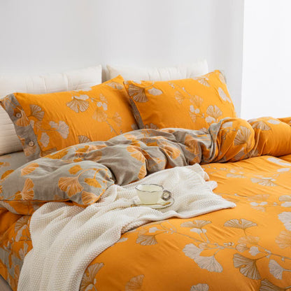 Ownkoti Button Ginkgo Leaf Cotton Gauze Bedding Set (4PCS) - image 32