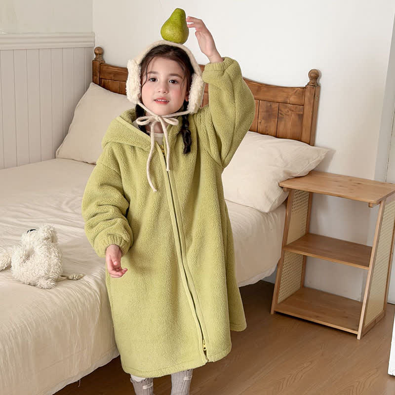 Ownkoti Simple Hooded Plush Zip-Up Child Robe - image 15
