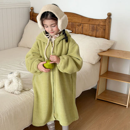 Ownkoti Simple Hooded Plush Zip-Up Child Robe - image 17