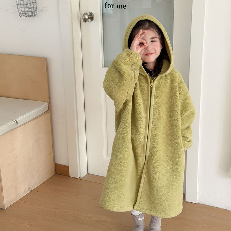 Ownkoti Simple Hooded Plush Zip-Up Child Robe - image 16