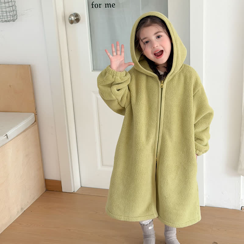 Ownkoti Simple Hooded Plush Zip-Up Child Robe - image 18