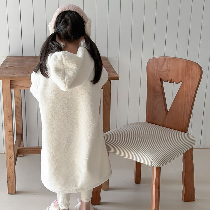Ownkoti Simple Hooded Plush Zip-Up Child Robe - image 6