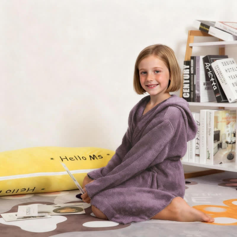 Ownkoti Solid Hooded Cotton Child Bathrobe - image 7